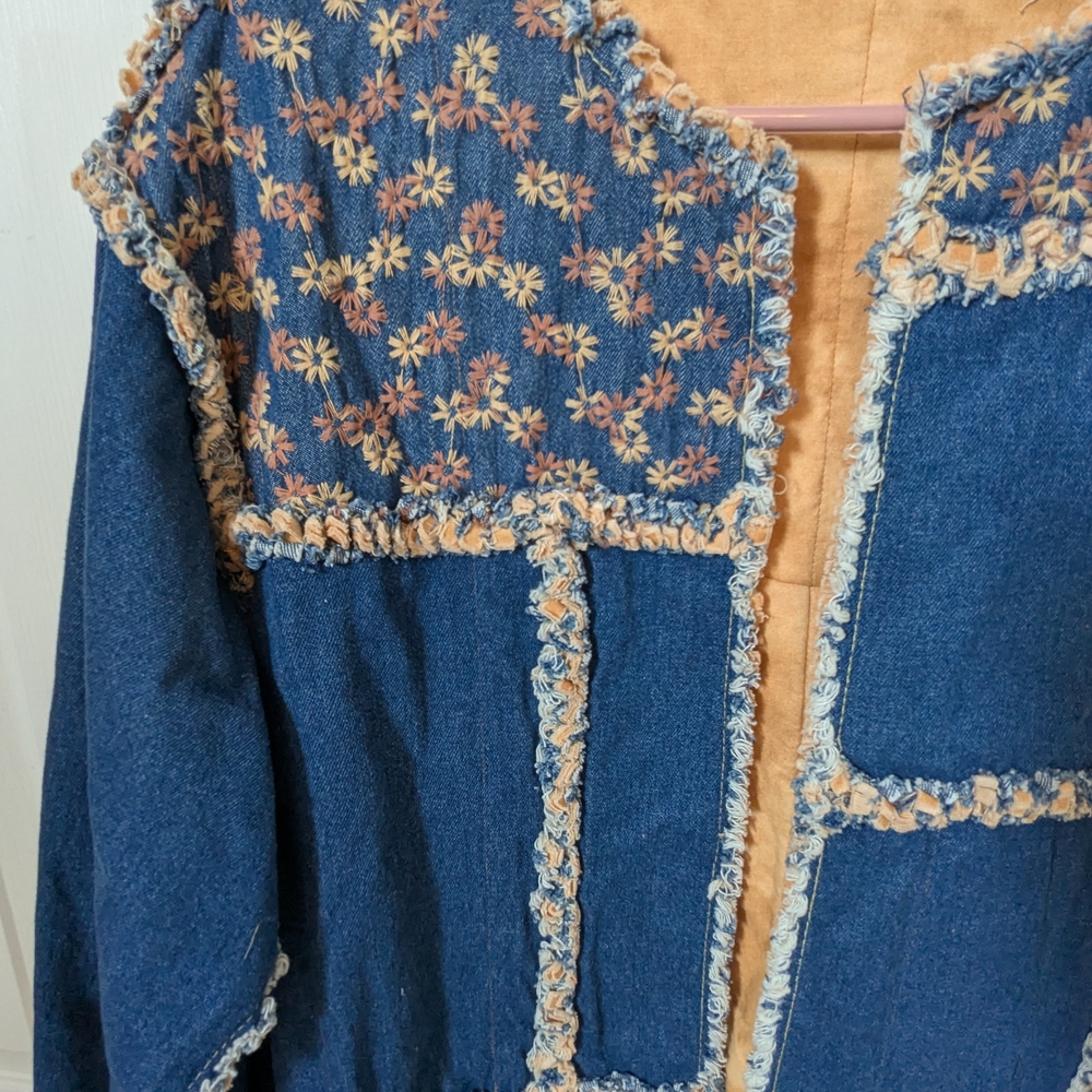 Handmade Patchwork Denim Jacket - Picture 2 of 4